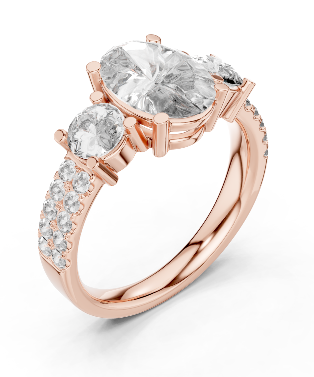 Timeless Harmony Oval & Round Diamond Trio Ring - Image 2