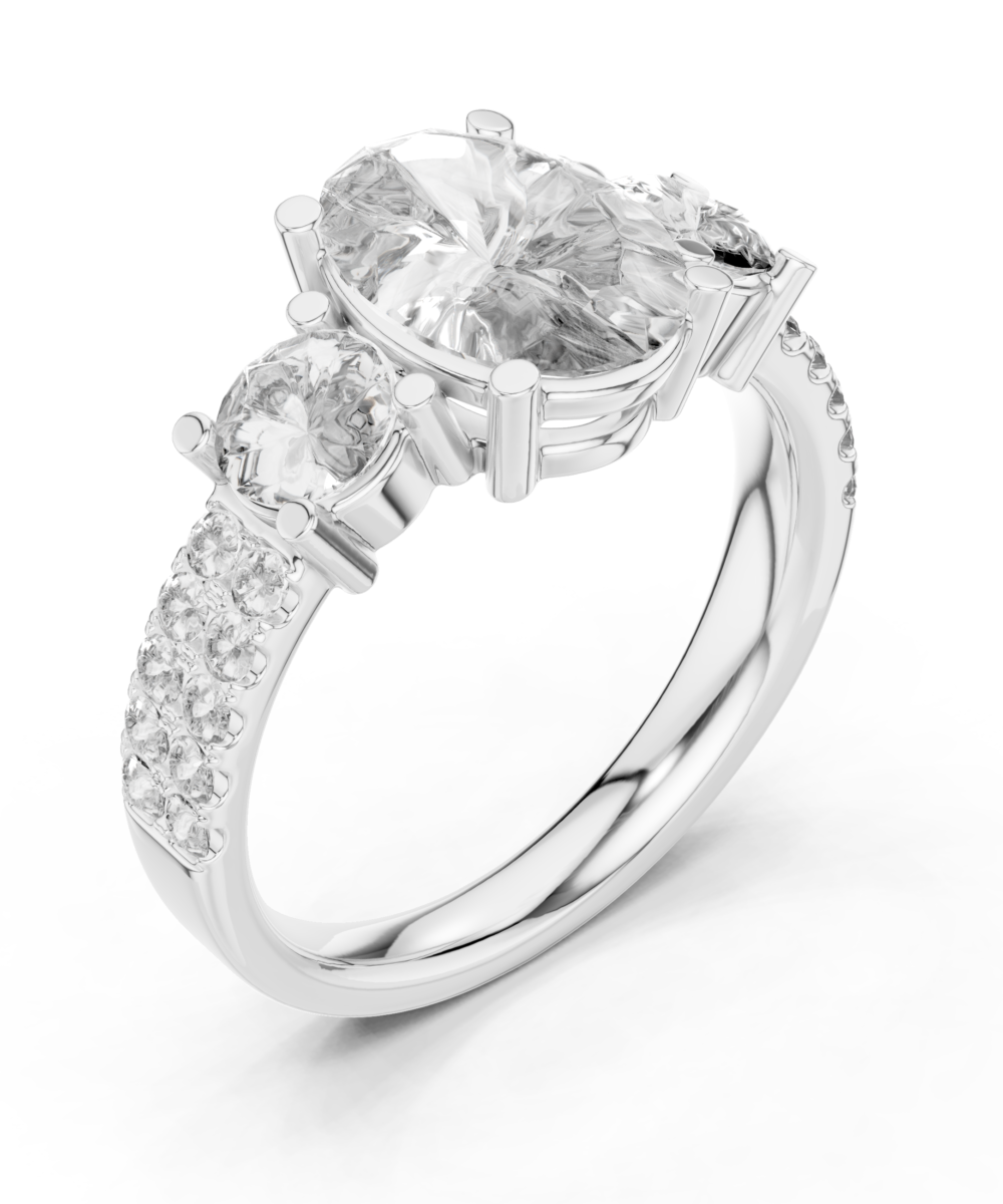 Timeless Harmony Oval & Round Diamond Trio Ring - Image 4