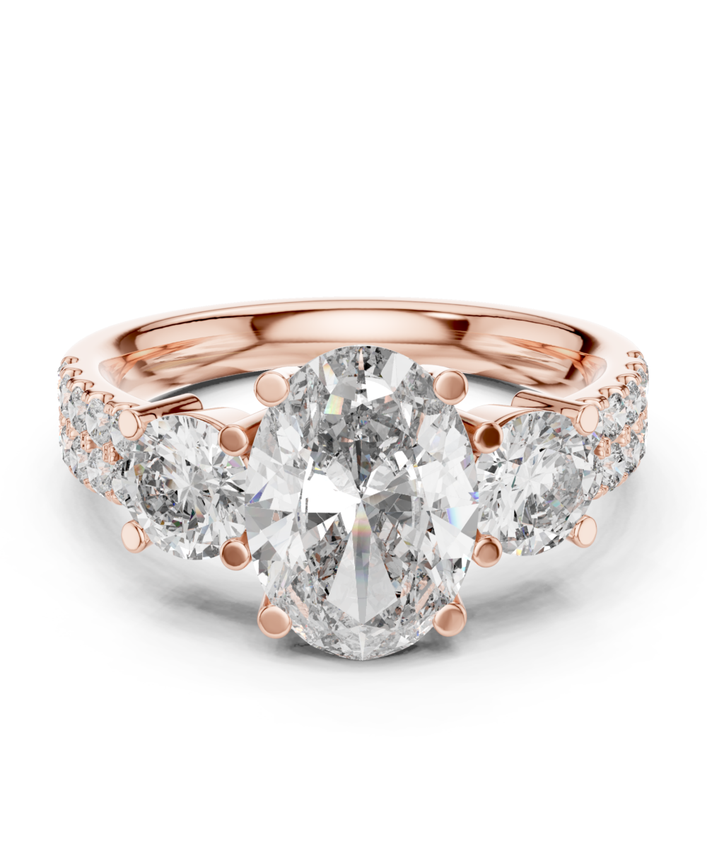 Timeless Harmony Oval & Round Diamond Trio Ring