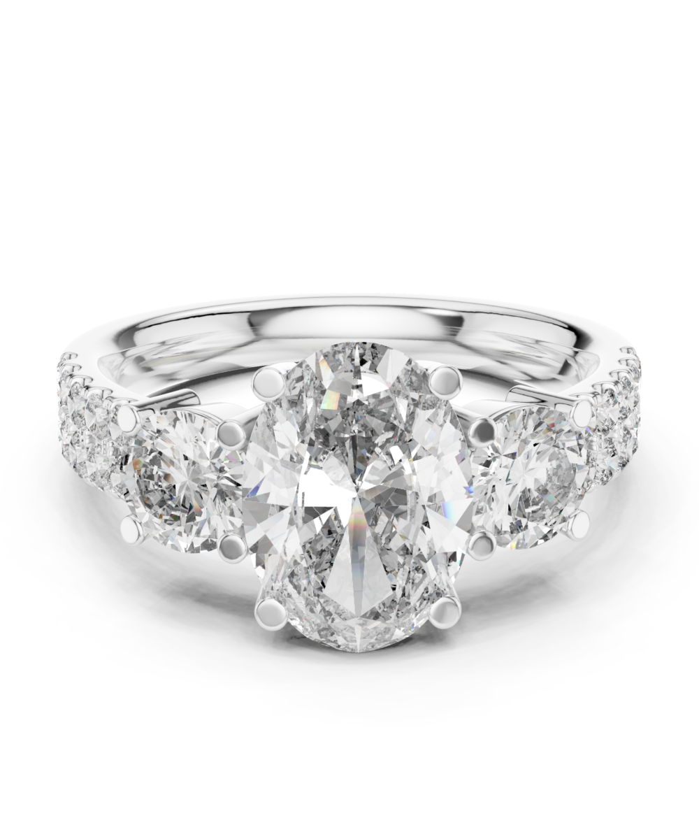 Timeless Harmony Oval & Round Diamond Trio Ring - Image 5